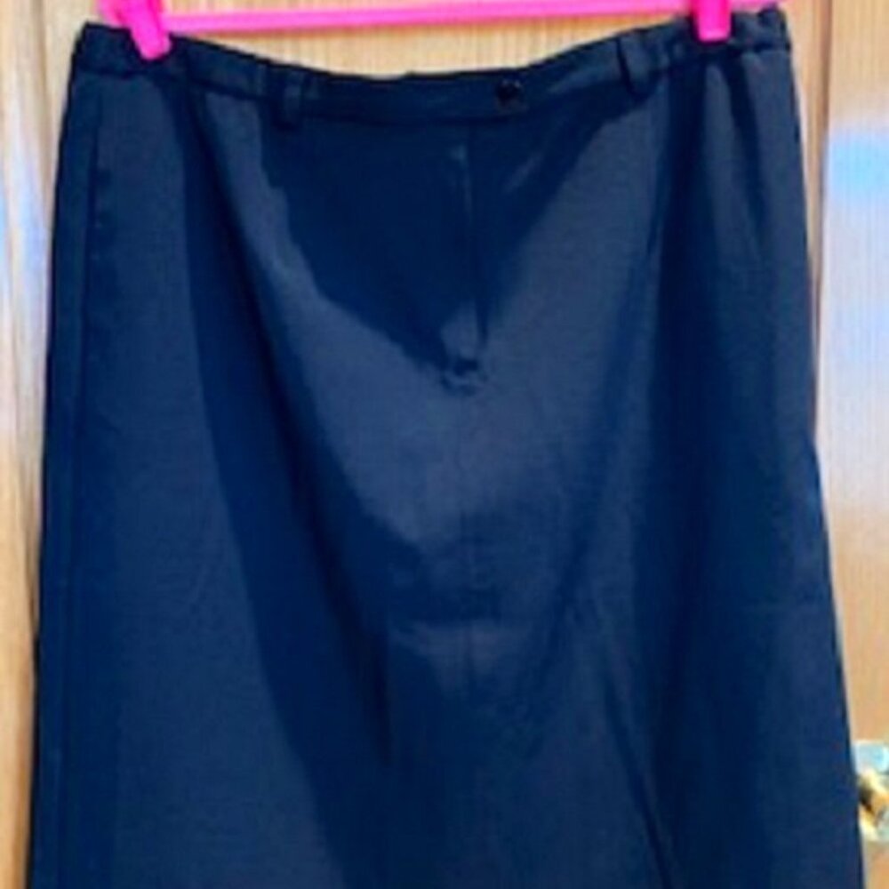 Kathy Levine by Request A-Line Midi Black Skirt Front Zip & Button Size: XL